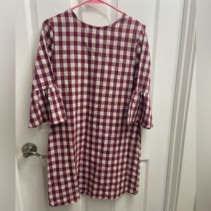 Quarter bell sleeve gingham dress